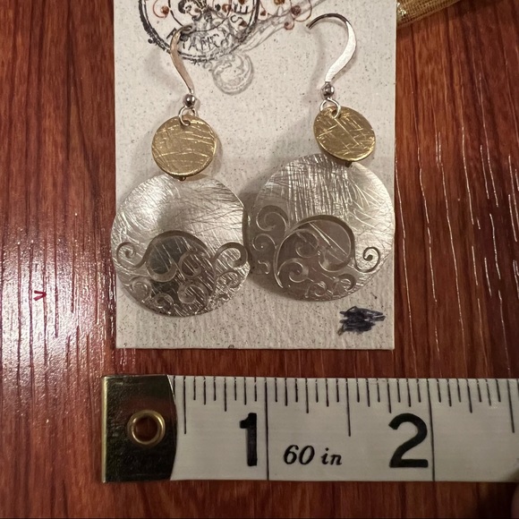 NWT Silver-and-gold-toned dangle earrings - Picture 6 of 8